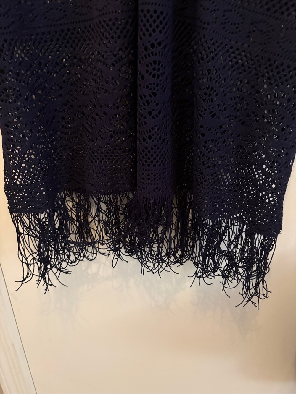 Navy Crochet Fringe Swim Cover-Up Tunic One Size - Picture 3 of 4